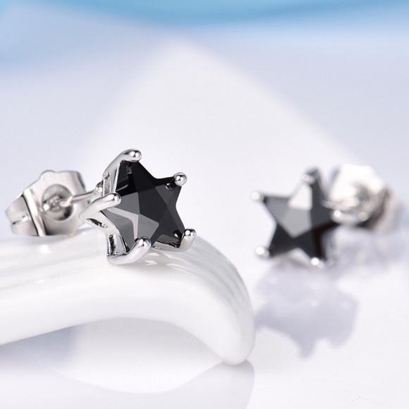 Jewelry - Silver w/Black CZ Stud Earrings